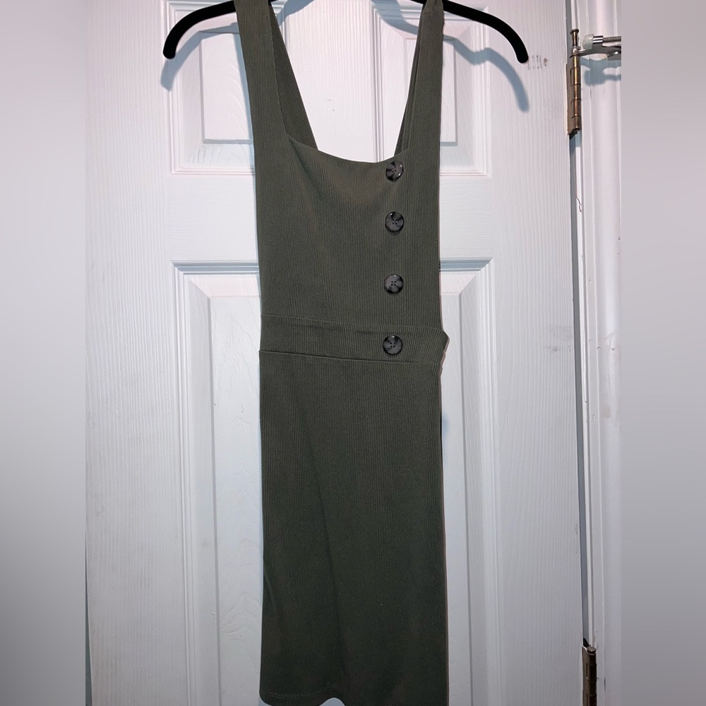 Olive Green Overall Dress